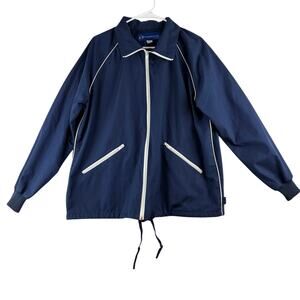 Vintage Obermeyer Thin Vented Jacket Men's Large Navy Blue Hong Kong FLAW